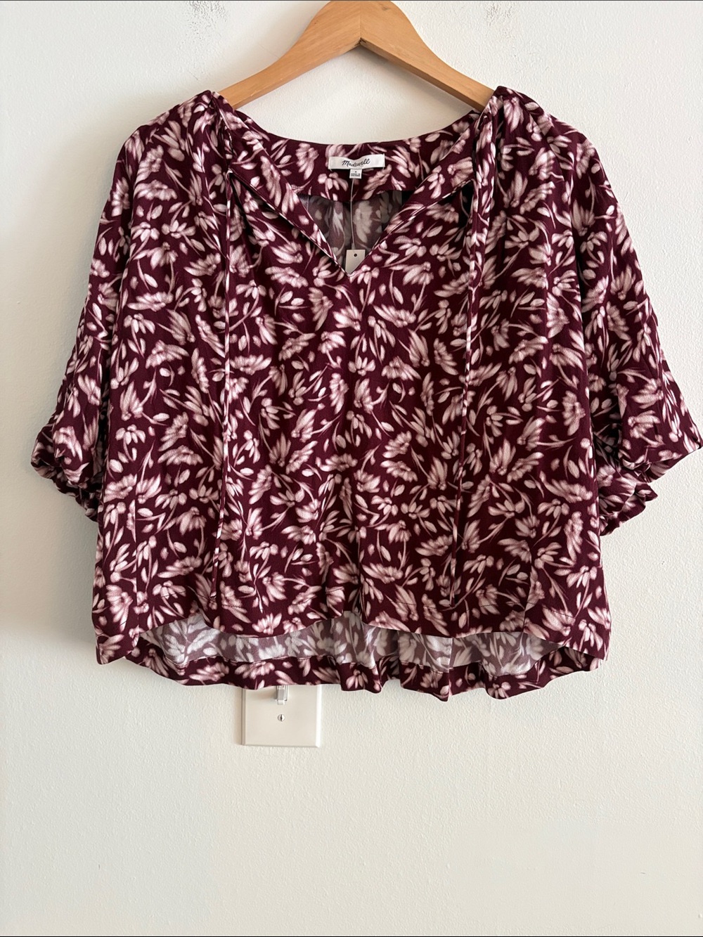 Madewell Bubble Sleeve Top in Floral #NS434 Womens Size 6 NWT